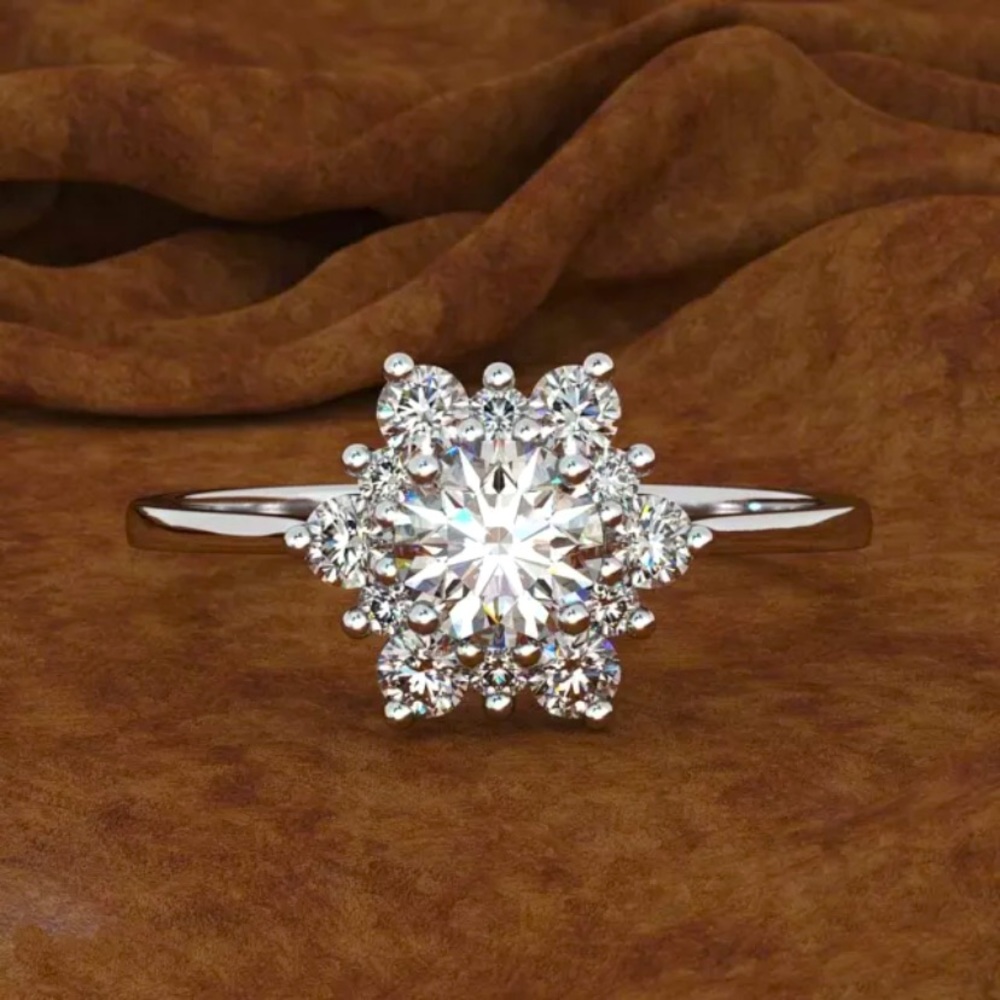 White sapphire silver ring